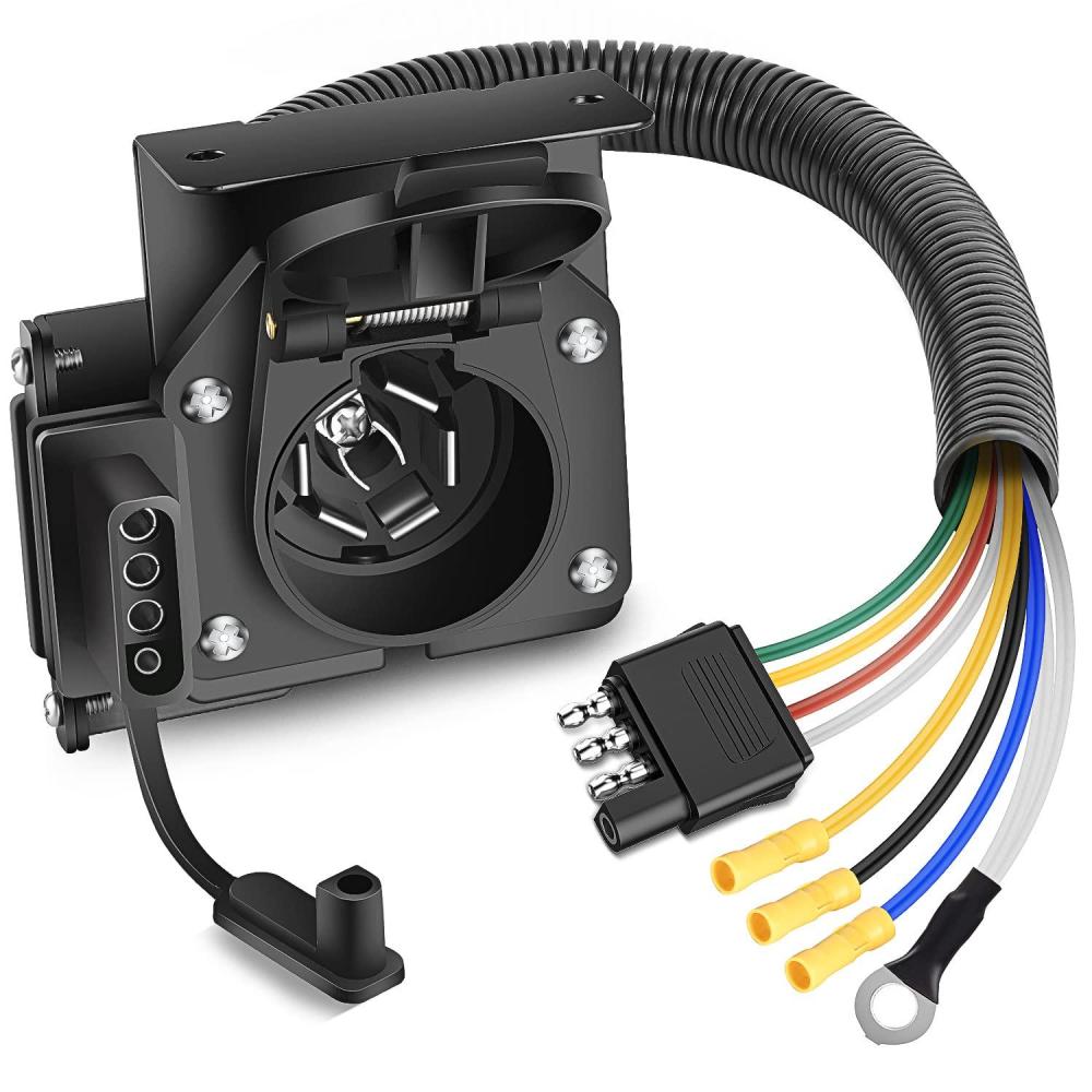 imageNilight USCAR 7 Pin to 4Pin Trailer Wiring Harness Standard 7 Way Plug for Tailgate Light Bar Adapter 41 Inches Wire for Factory Tow Package Vehicles with Uscar SocketDual Output 4 Way to 7 Way Trailer Adapter