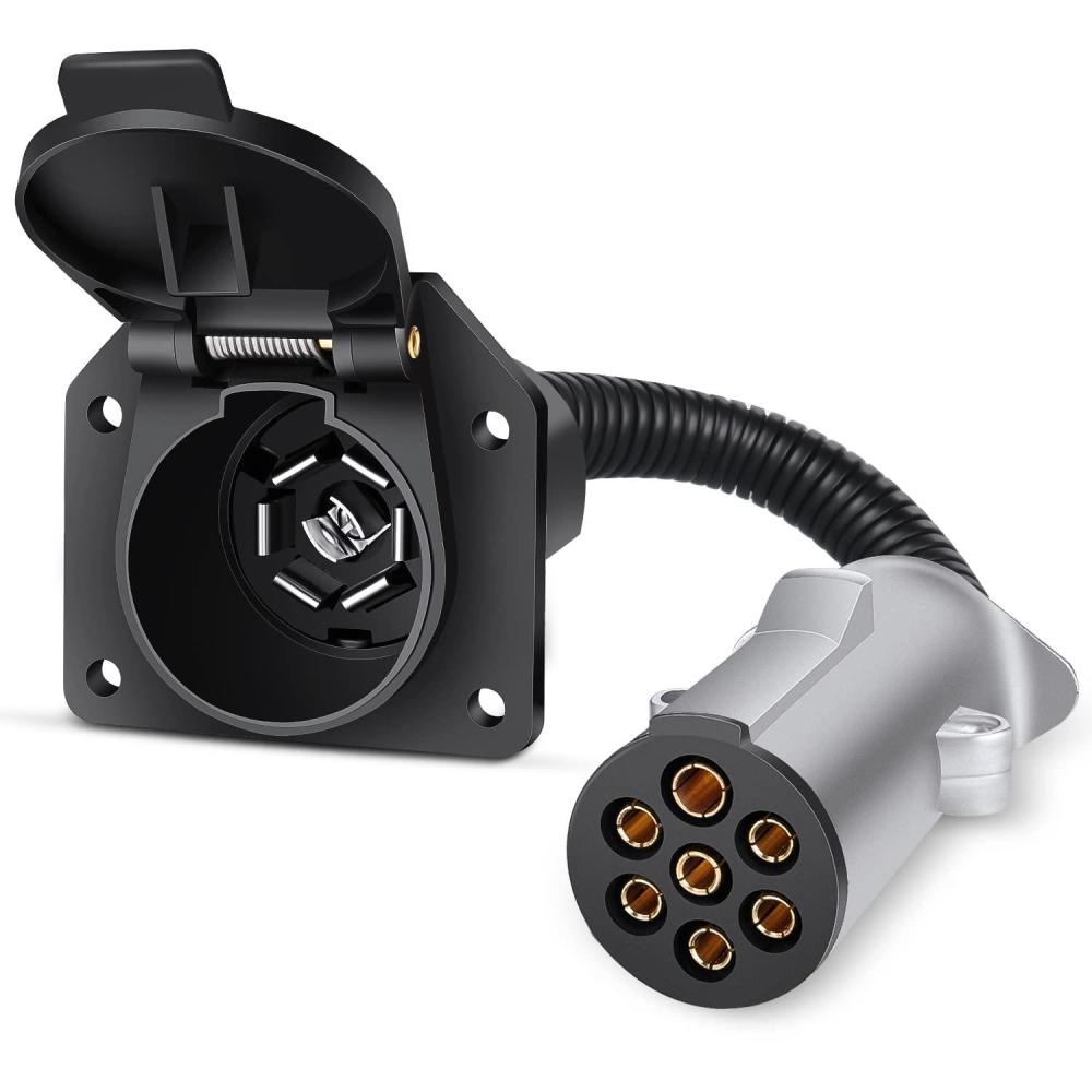 imageNilight USCAR 7 Pin to 4Pin Trailer Wiring Harness Standard 7 Way Plug for Tailgate Light Bar Adapter 41 Inches Wire for Factory Tow Package Vehicles with Uscar Socket7Pin to 7Way RV Trailer Adapter