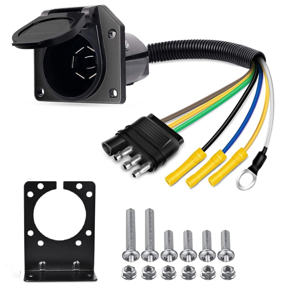 imageNilight USCAR 7 Pin to 4Pin Trailer Wiring Harness Standard 7 Way Plug for Tailgate Light Bar Adapter 41 Inches Wire for Factory Tow Package Vehicles with Uscar Socket4Way to 7Way Trailer Adapter