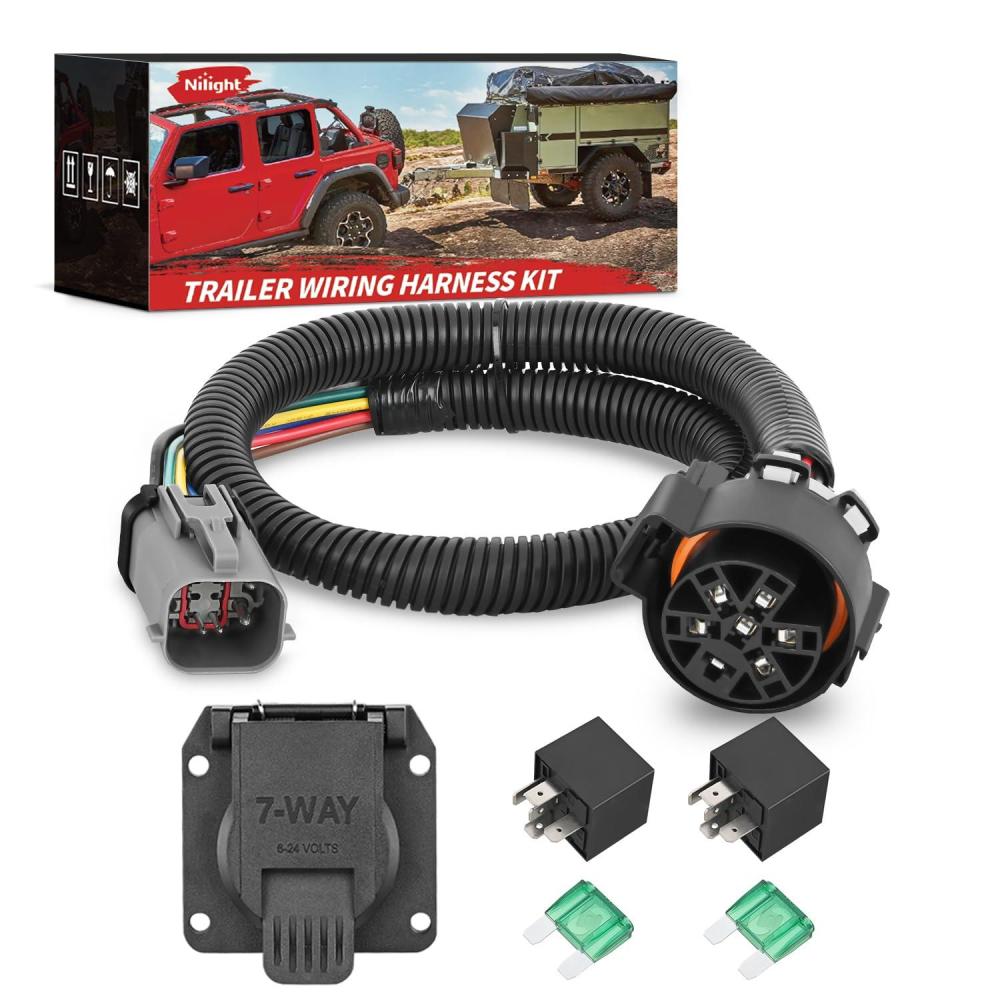 imageNilight USCAR 7 Pin to 4Pin Trailer Wiring Harness Standard 7 Way Plug for Tailgate Light Bar Adapter 41 Inches Wire for Factory Tow Package Vehicles with Uscar Socket19992001 Ford F250F550 Trailer Harness