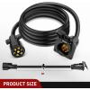 Nilight – 50050R 7-Way Trailer Plug Socket Extension Cable 3FT Long 10-14 AWG Double-Prong Copper Terminals/Wires for 7-Blade Trailer Wiring Connector Cord, 2 Years Warranty(8FT Trailer Extension Cord)