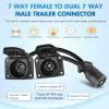 Nilight – 50050R 7-Way Trailer Plug Socket Extension Cable 3FT Long 10-14 AWG Double-Prong Copper Terminals/Wires for 7-Blade Trailer Wiring Connector Cord, 2 Years Warranty(Y Splitter Trailer Plug)