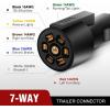 Nilight 7Way 16FT 7 Way Trailer Extension Cord Heavy Duty Plug Inline Cord 16 FT for Truck Camper Blade Molded RV Cable Wire Weatherproof Corrosion Resistant 7 Pin Trailer Plug Wire Harness(RV Standard Trailer Cord 12FT w/Plug)