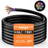 Nilight 7Way 16FT 7 Way Trailer Extension Cord Heavy Duty Plug Inline Cord 16 FT for Truck Camper Blade Molded RV Cable Wire Weatherproof Corrosion Resistant 7 Pin Trailer Plug Wire Harness(Traditional SAE Trailer Cord 25FT)