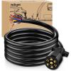 Nilight 7Way 16FT 7 Way Trailer Extension Cord Heavy Duty Plug Inline Cord 16 FT for Truck Camper Blade Molded RV Cable Wire Weatherproof Corrosion Resistant 7 Pin Trailer Plug Wire Harness(RV Standard Trailer Cord 12FT w/Plug)