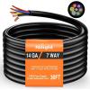 Nilight 7Way 16FT 7 Way Trailer Extension Cord Heavy Duty Plug Inline Cord 16 FT for Truck Camper Blade Molded RV Cable Wire Weatherproof Corrosion Resistant 7 Pin Trailer Plug Wire Harness(RV Standard Trailer Cord 30FT)