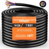 Nilight 7Way 16FT 7 Way Trailer Extension Cord Heavy Duty Plug Inline Cord 16 FT for Truck Camper Blade Molded RV Cable Wire Weatherproof Corrosion Resistant 7 Pin Trailer Plug Wire Harness(Traditional SAE Trailer Cord 100FT)