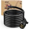 Nilight 7Way 16FT 7 Way Trailer Extension Cord Heavy Duty Plug Inline Cord 16 FT for Truck Camper Blade Molded RV Cable Wire Weatherproof Corrosion Resistant 7 Pin Trailer Plug Wire Harness(RV Standard Trailer Cord 16FTw/Plug)