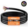 Nilight 7Way 16FT 7 Way Trailer Extension Cord Heavy Duty Plug Inline Cord 16 FT for Truck Camper Blade Molded RV Cable Wire Weatherproof Corrosion Resistant 7 Pin Trailer Plug Wire Harness(RV Standard Trailer Cord 10FT)