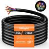 Nilight 7Way 16FT 7 Way Trailer Extension Cord Heavy Duty Plug Inline Cord 16 FT for Truck Camper Blade Molded RV Cable Wire Weatherproof Corrosion Resistant 7 Pin Trailer Plug Wire Harness(RV Standard Trailer Cord 25FT)