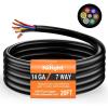 Nilight 7Way 16FT 7 Way Trailer Extension Cord Heavy Duty Plug Inline Cord 16 FT for Truck Camper Blade Molded RV Cable Wire Weatherproof Corrosion Resistant 7 Pin Trailer Plug Wire Harness(RV Standard Trailer Cord 20FT)