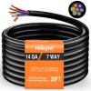 Nilight 7Way 16FT 7 Way Trailer Extension Cord Heavy Duty Plug Inline Cord 16 FT for Truck Camper Blade Molded RV Cable Wire Weatherproof Corrosion Resistant 7 Pin Trailer Plug Wire Harness(Traditional SAE Trailer Cord 30FT)