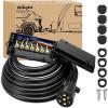 Nilight Heavy Duty 7 Way Inline Trailer Plug 8 Feet Connector Cable 7Pin RV Round Extension Wiring Harness Weatherproof Junction Box for RV Towing Car(16FT Trailer Wiring Harness)