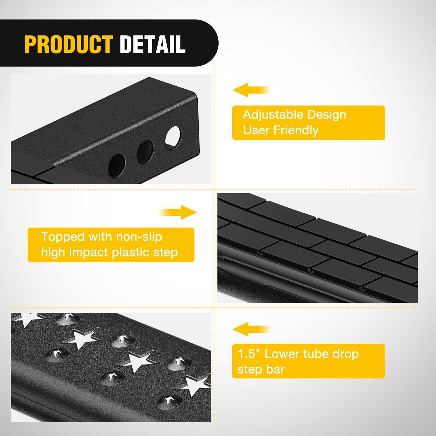 imageNilight 36quot Hitch Step Fits 2quot Receivers Trailer Towing Drop with Rubber NonSlip Pad Rear Bumper Guard with 58quot Hitch Pin Clip ampamp UBolts Stabilize for Pickup Truck Car SUV