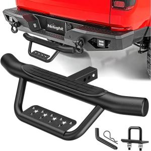 Nilight 36″ Hitch Step Fits 2″ Receivers Trailer Towing Drop with Rubber Non-Slip Pad Rear Bumper Guard with 5/8″ Hitch Pin Clip & U-Bolts Stabilize for Pickup Truck Car SUV
