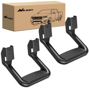 Nilight Hitch Step 2 Inch Receiver Universal with LED Light, Pin Lock and U-Bolts Stabilize,Rear Bumper Guard for Pickups Trucks Vans SUVs ATVs(2Pcs Side Step Universal)