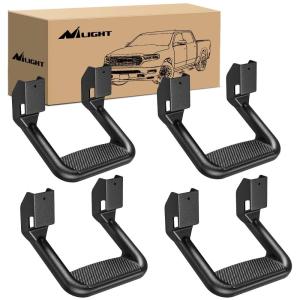 Nilight Hitch Step 2 Inch Receiver Universal with LED Light, Pin Lock and U-Bolts Stabilize,Rear Bumper Guard for Pickups Trucks Vans SUVs ATVs(4Pcs Side Step Universal)