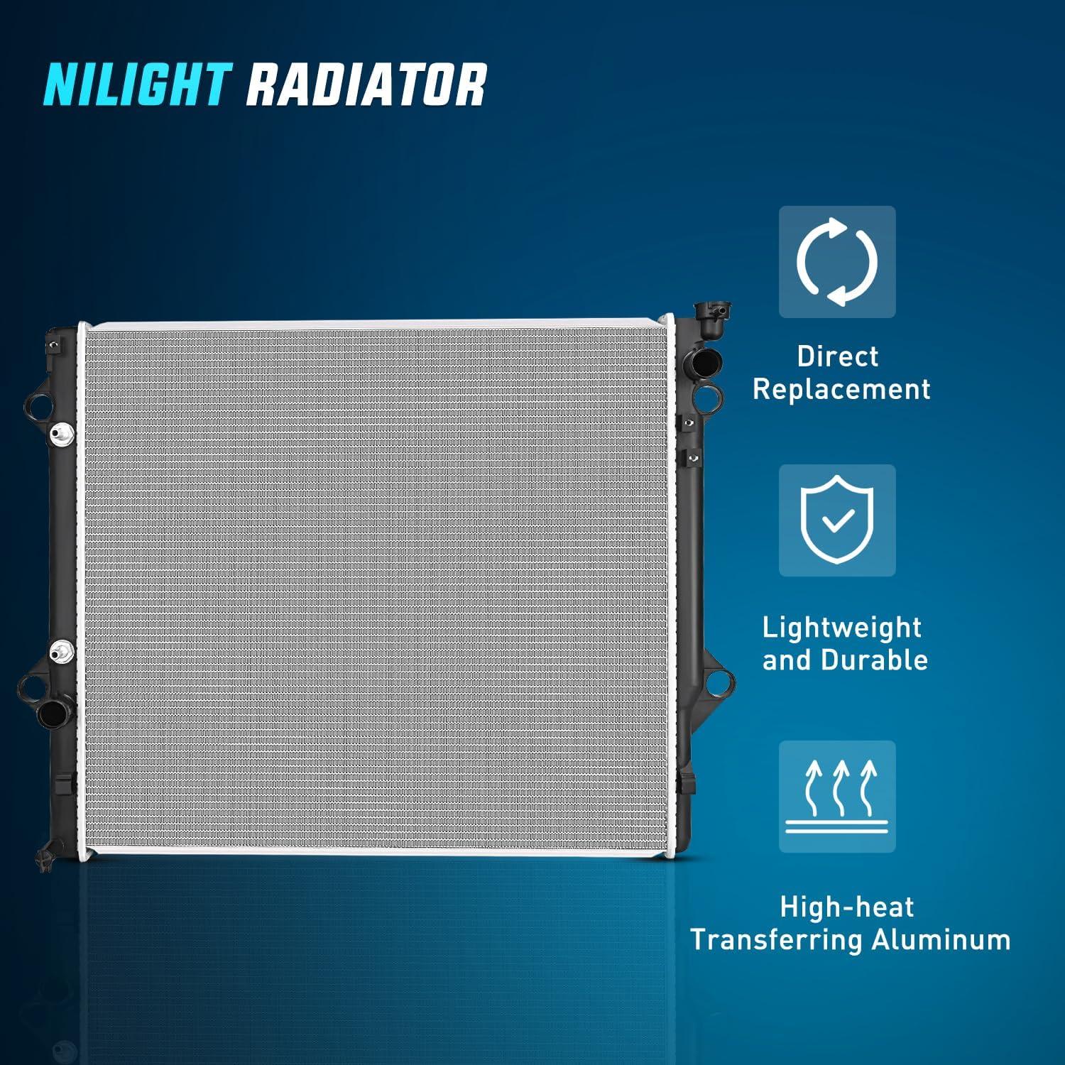 imageNilight Radiator for Toyota 4Runner 2003 2004 2005 2006 2007 2008 2009 FJ Cruiser V6 40L 2007 2008 2009 2010 2011 2012 2013 2014 with Transmission Oil Cooler Replace 1640031461