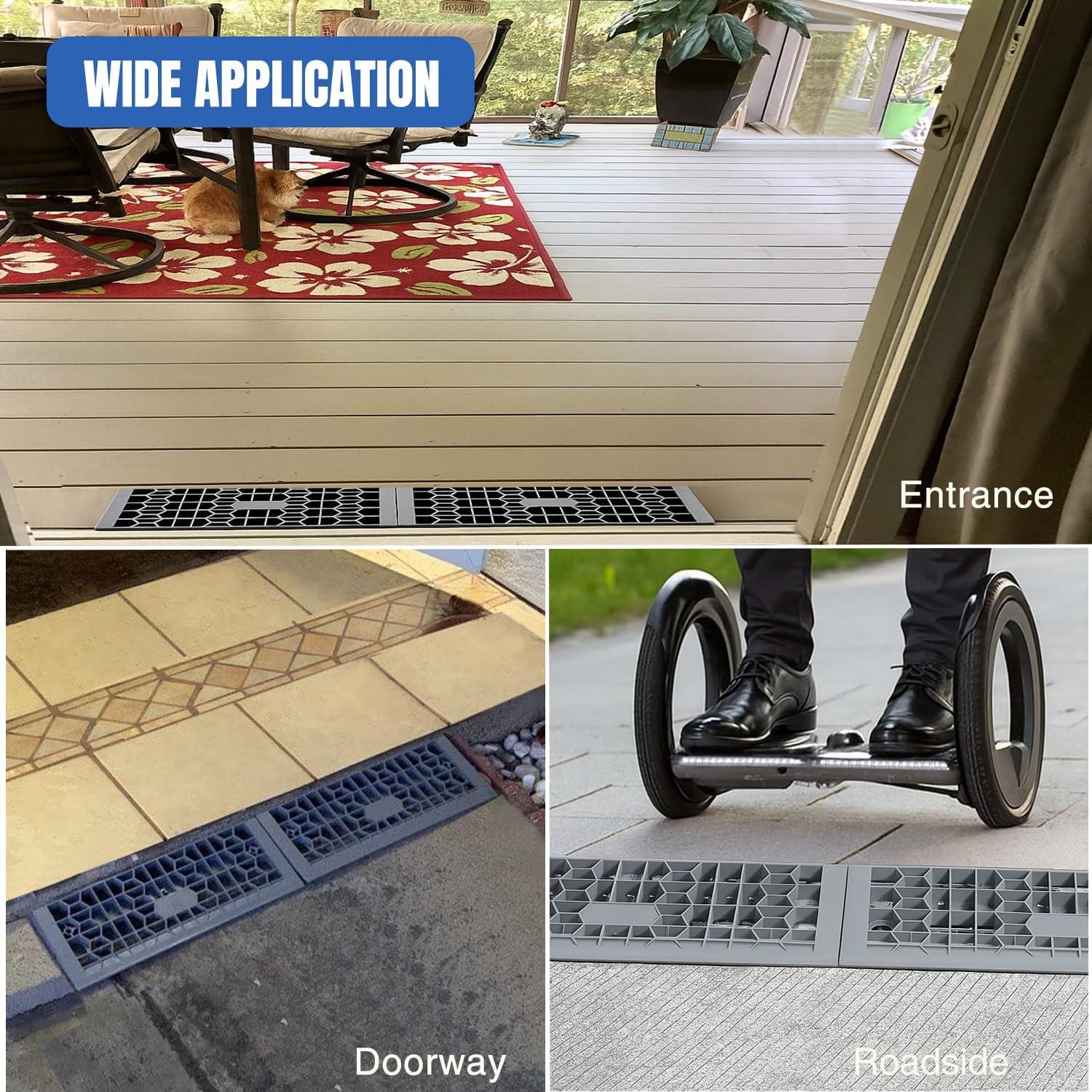 imageNilight Modular Threshold Ramps 1 Inch Rise NonSlip Interlocking Plastic Wheelchair Curb Doorway Ramp for Home Entry Indoor Outdoor 2 Pack