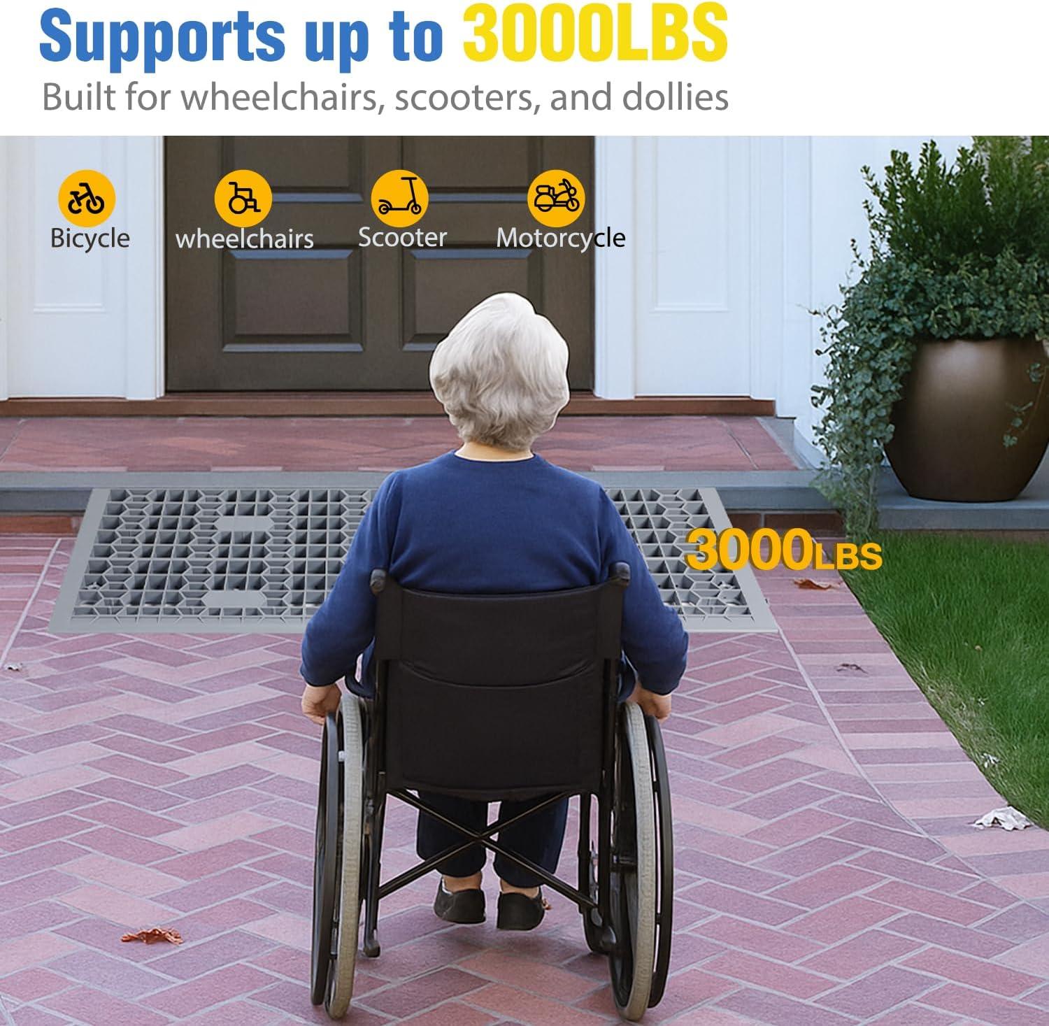 imageNilight Modular Threshold Ramps 2 Inch Rise NonSlip Interlocking Plastic Wheelchair Curb Doorway Ramp for Home Entry Indoor Outdoor 2 Pack