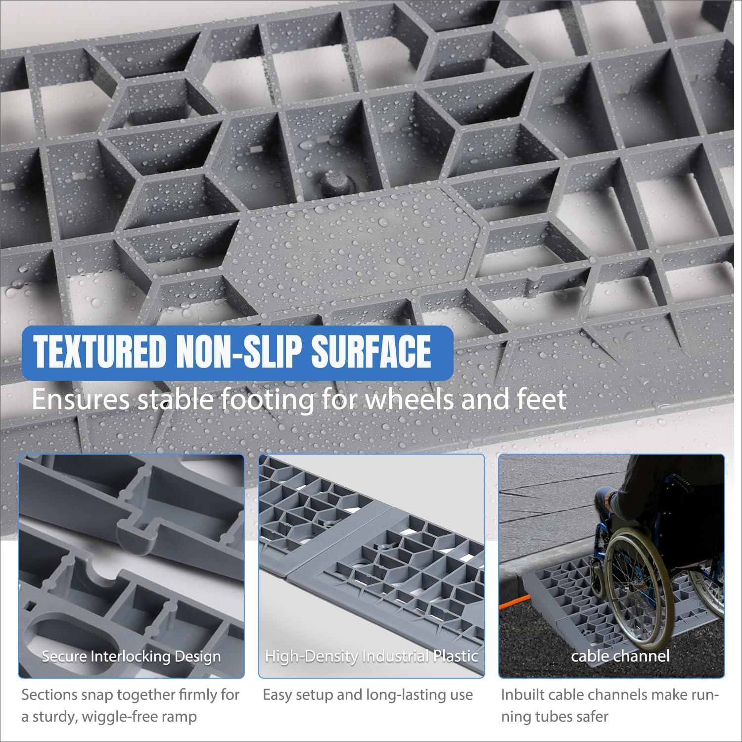 imageNilight Modular Threshold Ramps 2 Inch Rise NonSlip Interlocking Plastic Wheelchair Curb Doorway Ramp for Home Entry Indoor Outdoor 2 Pack