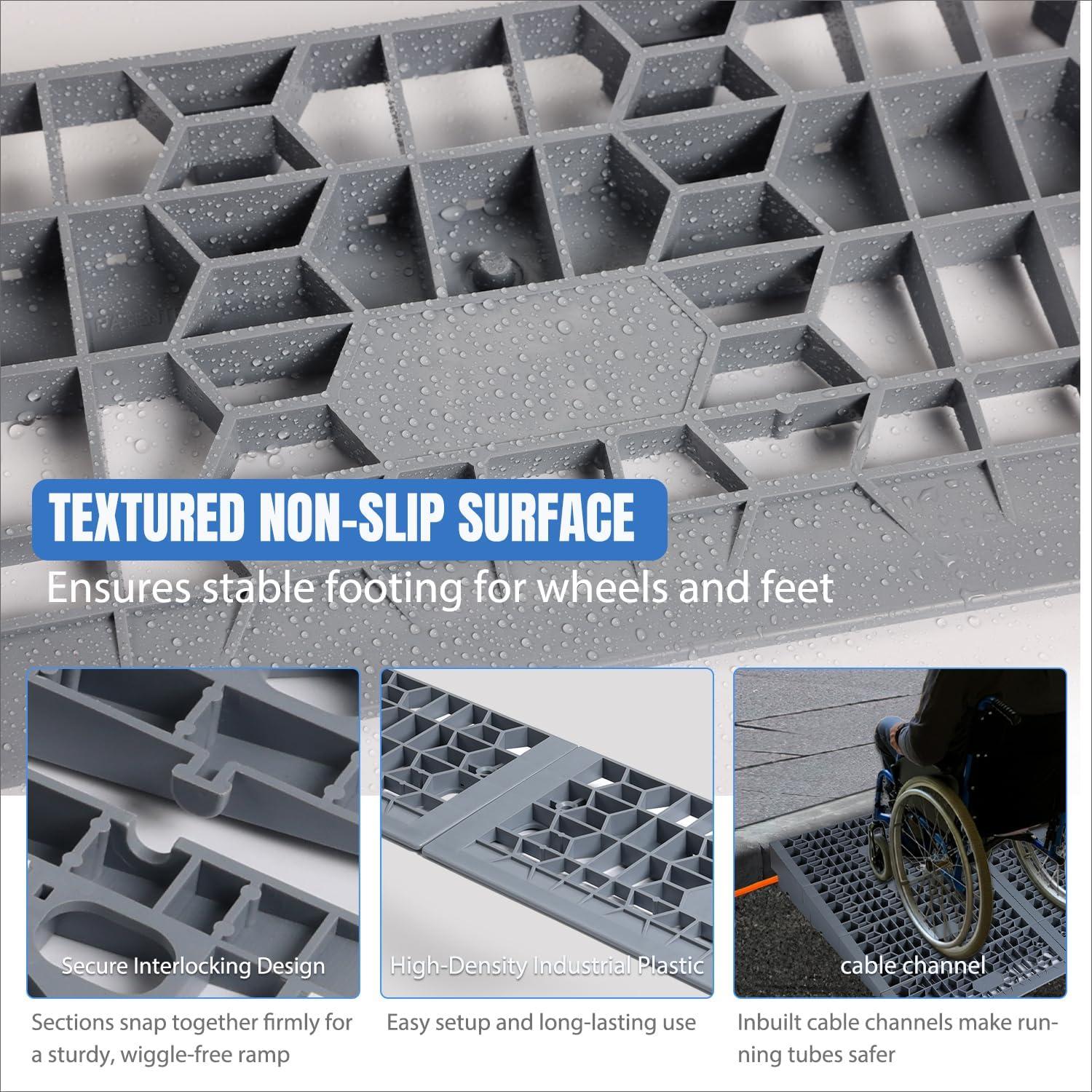 imageNilight Modular Threshold Ramps 4 Inch Rise NonSlip Interlocking Plastic Wheelchair Curb Doorway Ramp for Home Entry Indoor Outdoor 2 Pack