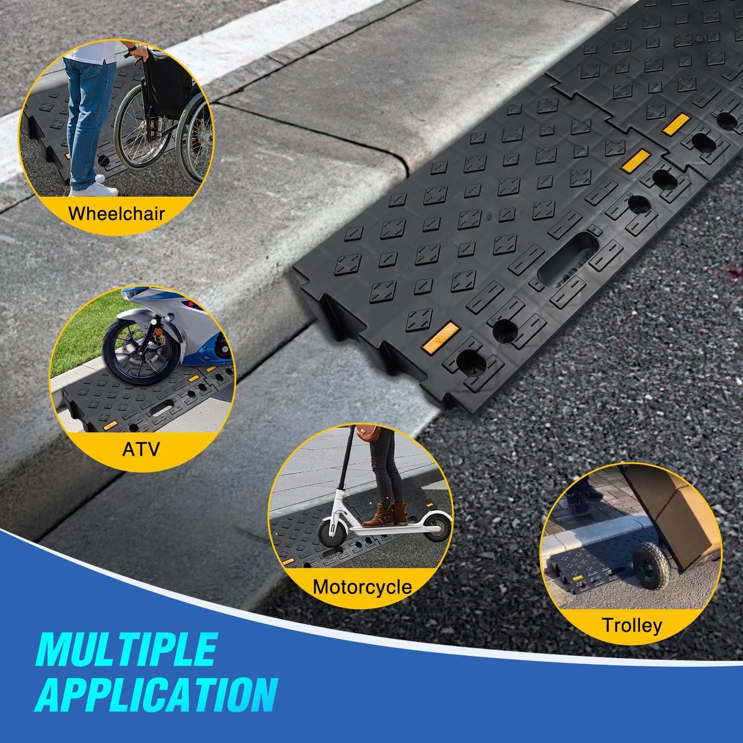 imageNilight Portable Plastic Curb Ramps 39quot Rise Interlocking Threshold Ramp for Scooter Wheelchair Motorcycle Dolly Lightweight 2 Pack