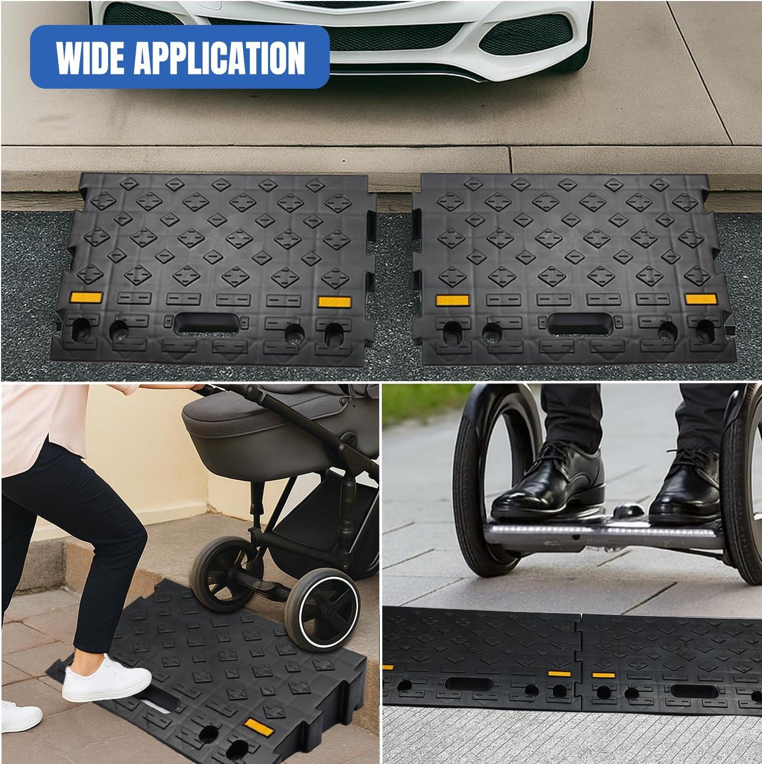 imageNilight Portable Plastic Curb Ramps 39quot Rise Interlocking Threshold Ramp for Scooter Wheelchair Motorcycle Dolly Lightweight 2 Pack