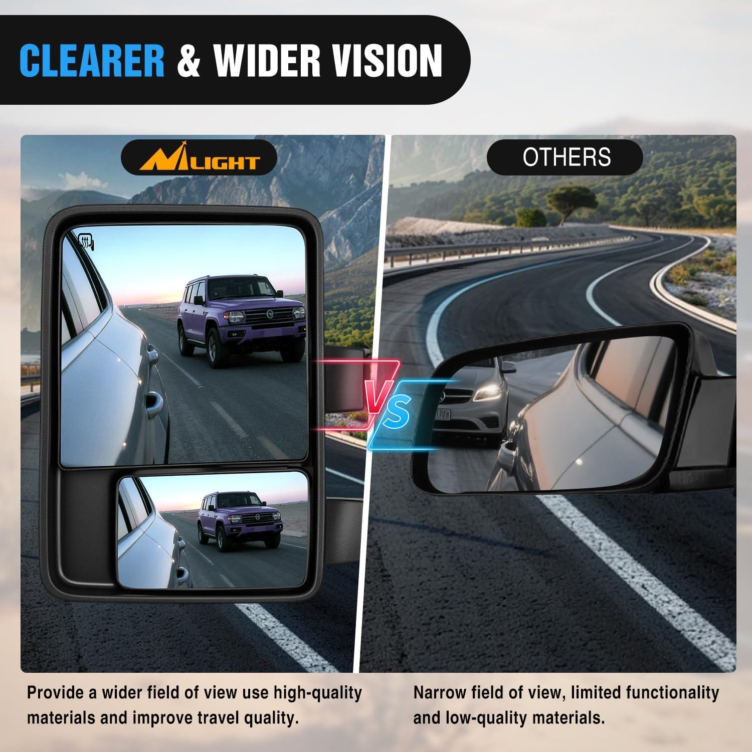 imageNilight Towing Mirrors Turn Signal Puddle Lights Power Heated Adjustable Glass Manual Telescoping Folding Compatible With 20082016 Ford F250 F350 F450 F550 Super Duty