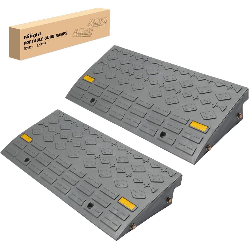 imageNilight Curb Ramps 2 Pack 39 inch Rise Durable Plastic Threshold Driveway Step Ramp for Scooter Bikes Motorcycle Dolly Lawn Mower