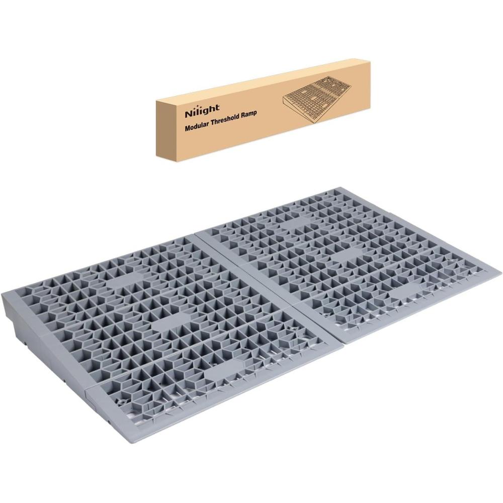 imageNilight Modular Threshold Ramps 3 Inch Rise NonSlip Interlocking Plastic Wheelchair Curb Doorway Ramp for Home Entry Indoor Outdoor 2 Pack