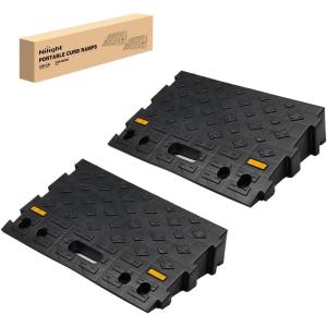 Nilight Portable Plastic Curb Ramps – 3.9″ Rise Interlocking Threshold Ramp for Scooter Wheelchair Motorcycle Dolly, Lightweight 2 Pack