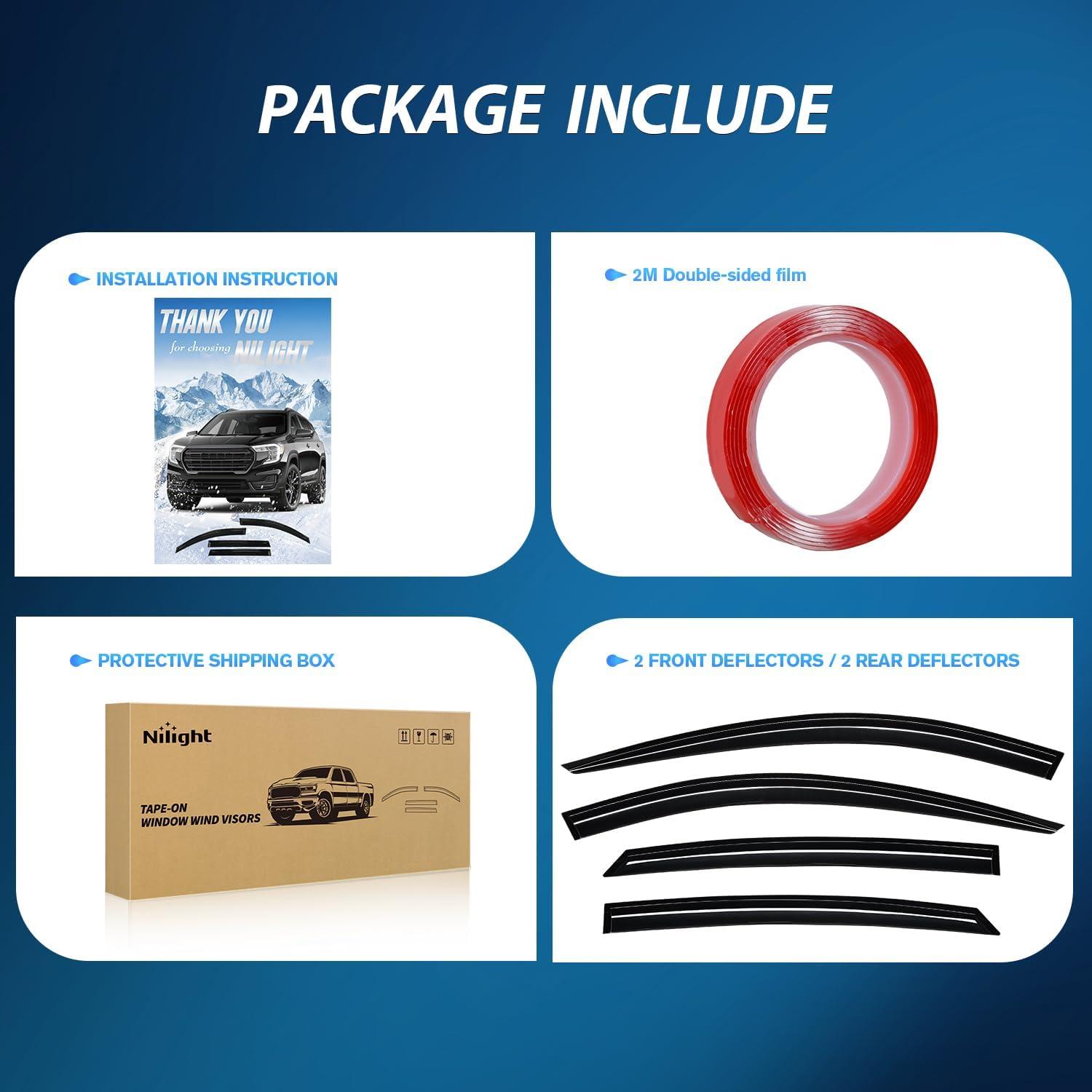 imageNilight Tape On Rain Guards for Chevy Ford Honda Subaru Crosstrek SeriesFord Fusion 20132020