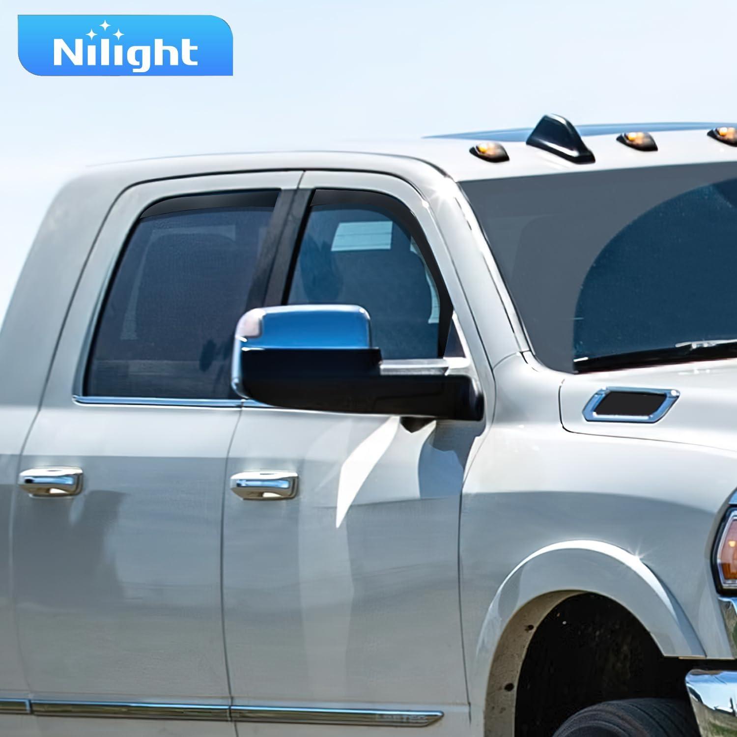 imageNilight in Channel Rain Guards for Gladiator 2020 2021 2022 2023 Window Deflectors Vent Window Visors4PCSRAM 2500 3500 20192024 Crew