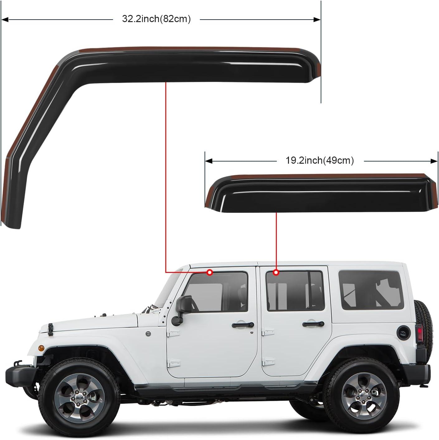 imageNilight in Channel Rain Guards for Gladiator 2020 2021 2022 2023 Window Deflectors Vent Window Visors4PCSWrangler JK 20072018