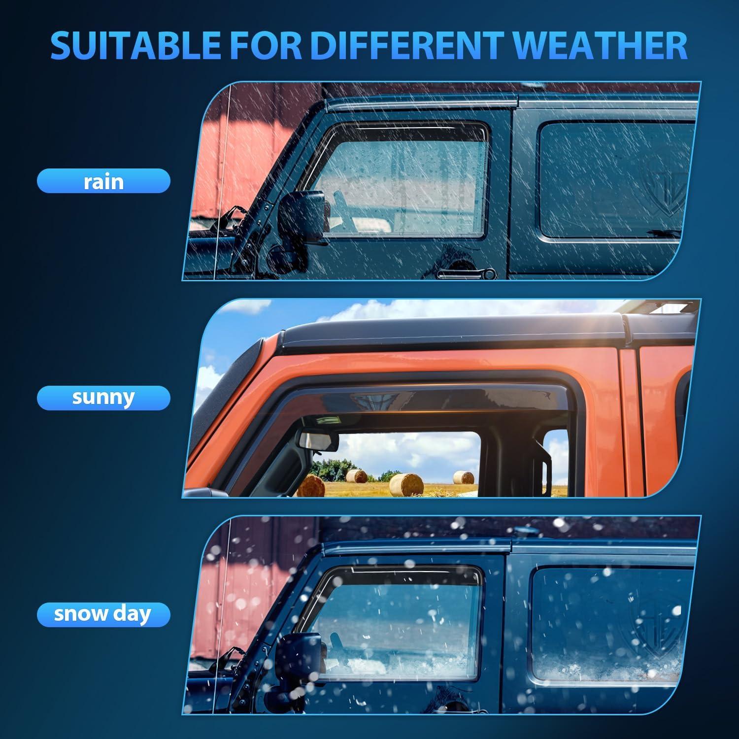 imageNilight in Channel Rain Guards for Gladiator 2020 2021 2022 2023 Window Deflectors Vent Window Visors4PCSWrangler JL 20182024