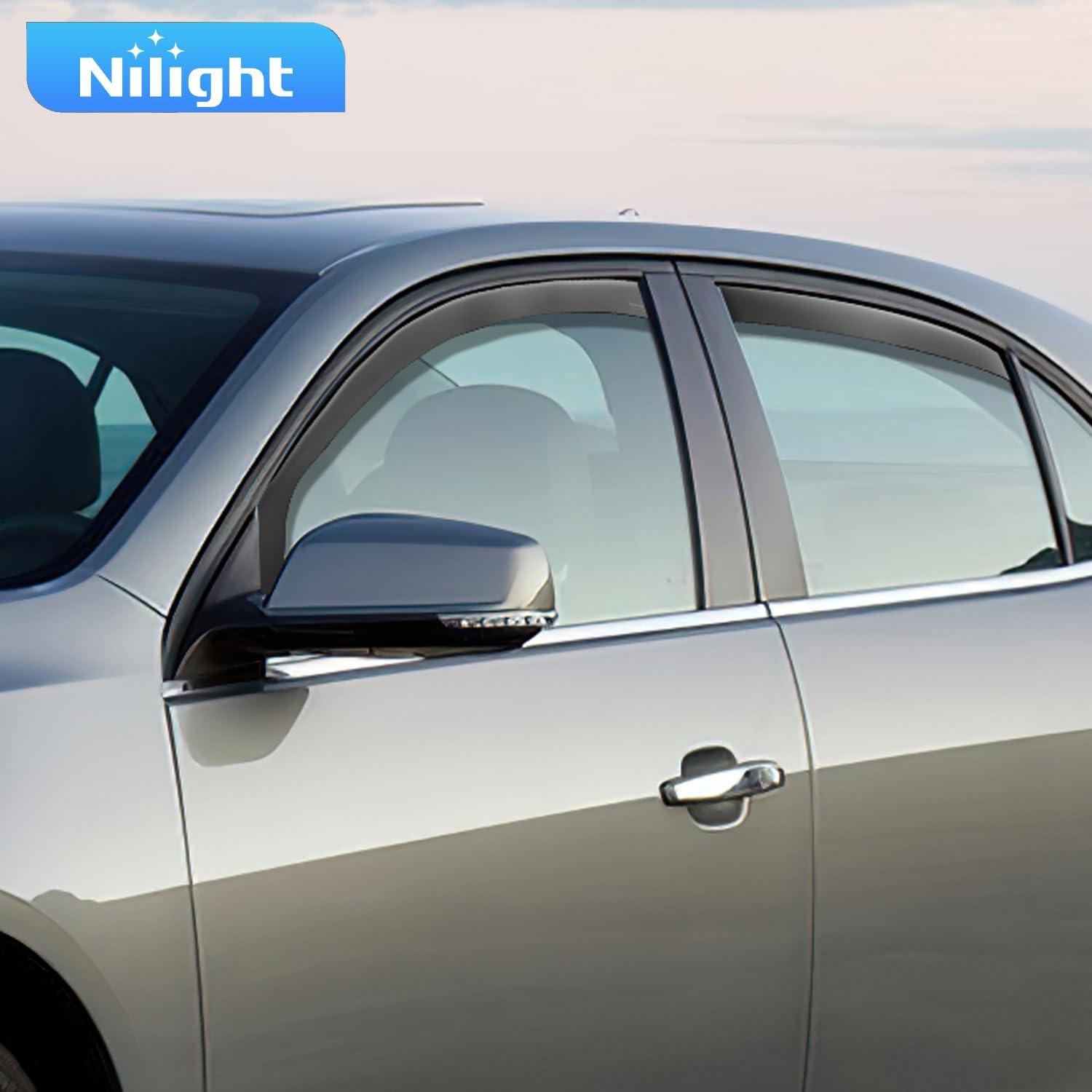 imageNilight inChannel Window Visors for Chevrolet Chevy Malibu 2016 2017 2018 2019 2020 2021 2022 2023 2024 Window Rain Guards Original Window Deflectors4PCSChevy Malibu 20162024