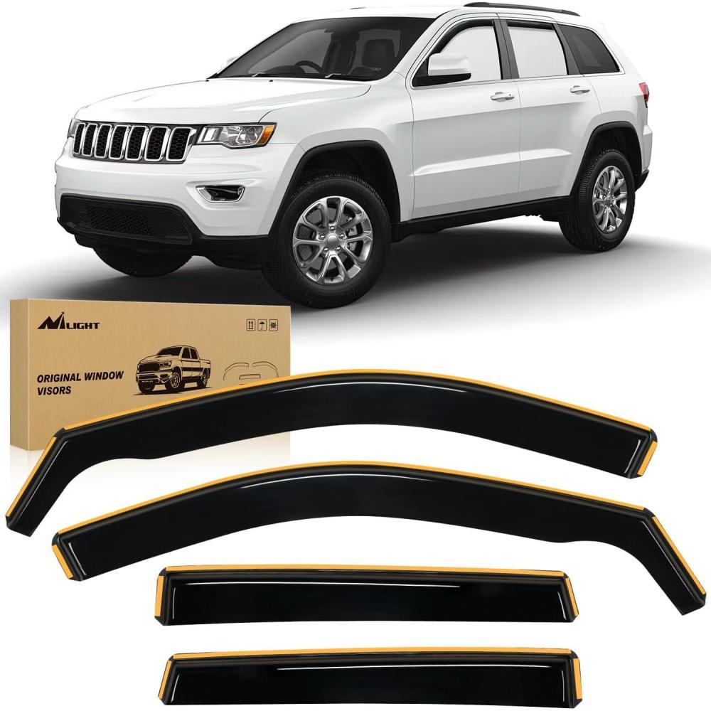 imageNilight in Channel Rain Guards for Gladiator 2020 2021 2022 2023 Window Deflectors Vent Window Visors4PCSGrand Cherokee 20112020