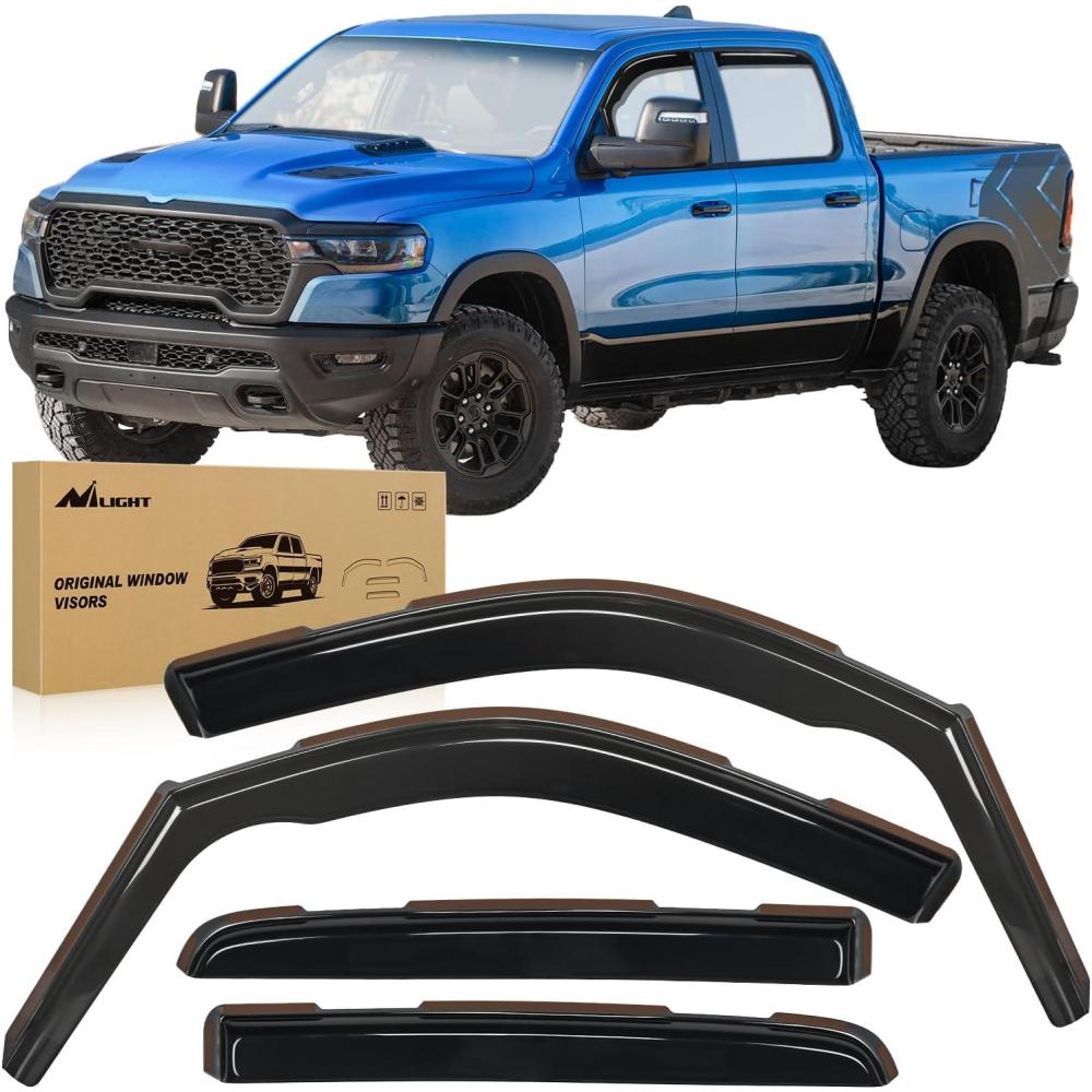 imageNilight in Channel Rain Guards for Gladiator 2020 2021 2022 2023 Window Deflectors Vent Window Visors4PCSRAM 1500 20192024 Crew Cab