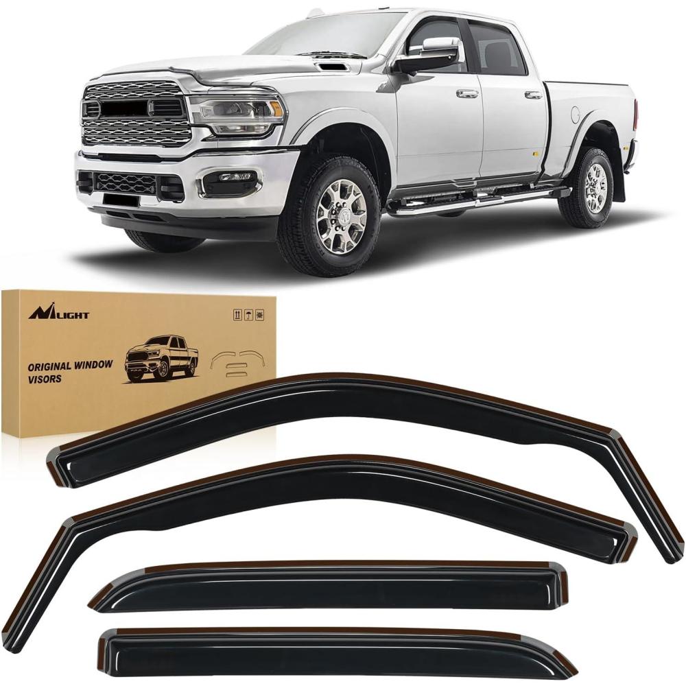 imageNilight in Channel Rain Guards for Gladiator 2020 2021 2022 2023 Window Deflectors Vent Window Visors4PCSRAM 2500 3500 20192024 Crew