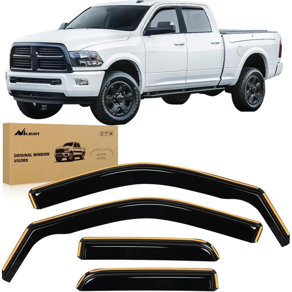 imageNilight in Channel Rain Guards for Gladiator 2020 2021 2022 2023 Window Deflectors Vent Window Visors4PCSRam 1500 20092018 Quad Cab