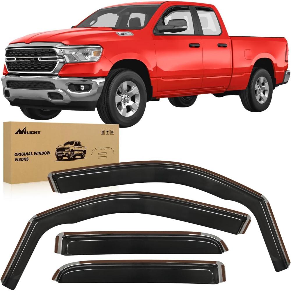 imageNilight in Channel Rain Guards for Gladiator 2020 2021 2022 2023 Window Deflectors Vent Window Visors4PCSRam 1500 20192024 Quad Cab