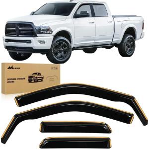 Nilight in Channel Rain Guards for Gladiator 2020 2021 2022 2023 Window Deflectors, Vent Window Visors-4PCS(Ram 1500 2009-2018 Quad Cab)