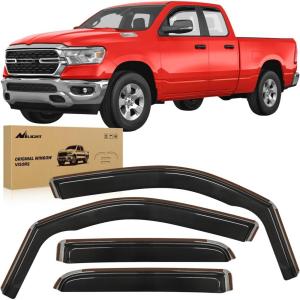 Nilight in Channel Rain Guards for Gladiator 2020 2021 2022 2023 Window Deflectors, Vent Window Visors-4PCS(Ram 1500 2019-2024 Quad Cab)