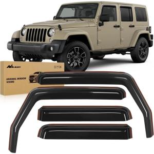 Nilight in Channel Rain Guards for Gladiator 2020 2021 2022 2023 Window Deflectors, Vent Window Visors-4PCS(Wrangler JK 2007-2018)