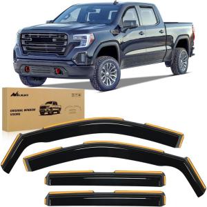 Nilight in-Channel Window Visors for Chevrolet (Chevy) Malibu 2016 2017 2018 2019 2020 2021 2022 2023 2024, Window Rain Guards, Original Window Deflectors-4PCS(Chevy Silverado 1500 Crew Cab 2019-2025)