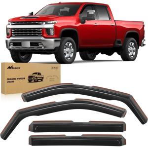 Nilight in-Channel Window Visors for Chevrolet (Chevy) Malibu 2016 2017 2018 2019 2020 2021 2022 2023 2024, Window Rain Guards, Original Window Deflectors-4PCS(Silverado 2500HD/3500HD 2020-2024 Crew Cab)