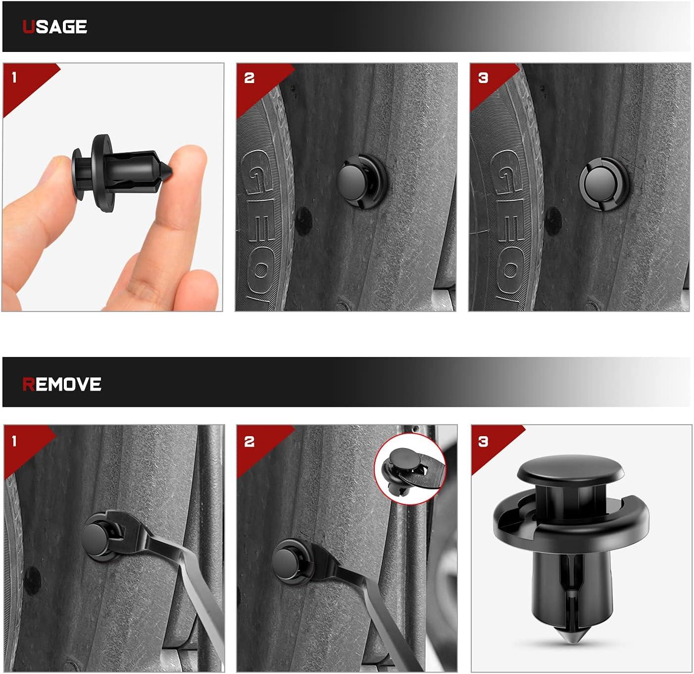 imageNilight 100PCS Nylon Bumper Rivet Fender Clips OEM Replaces Nissan 01553093210 8mm1PC Bonus Fastener RemoverFor Acura Honda