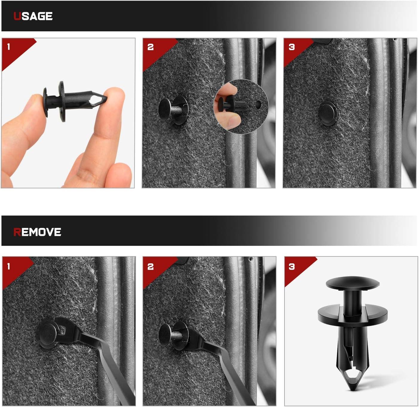 imageNilight 100PCS Nylon Bumper Rivet Fender Clips OEM Replaces Nissan 01553093210 8mm1PC Bonus Fastener RemoverFor GM Ford Chrysler Dodge Jeep