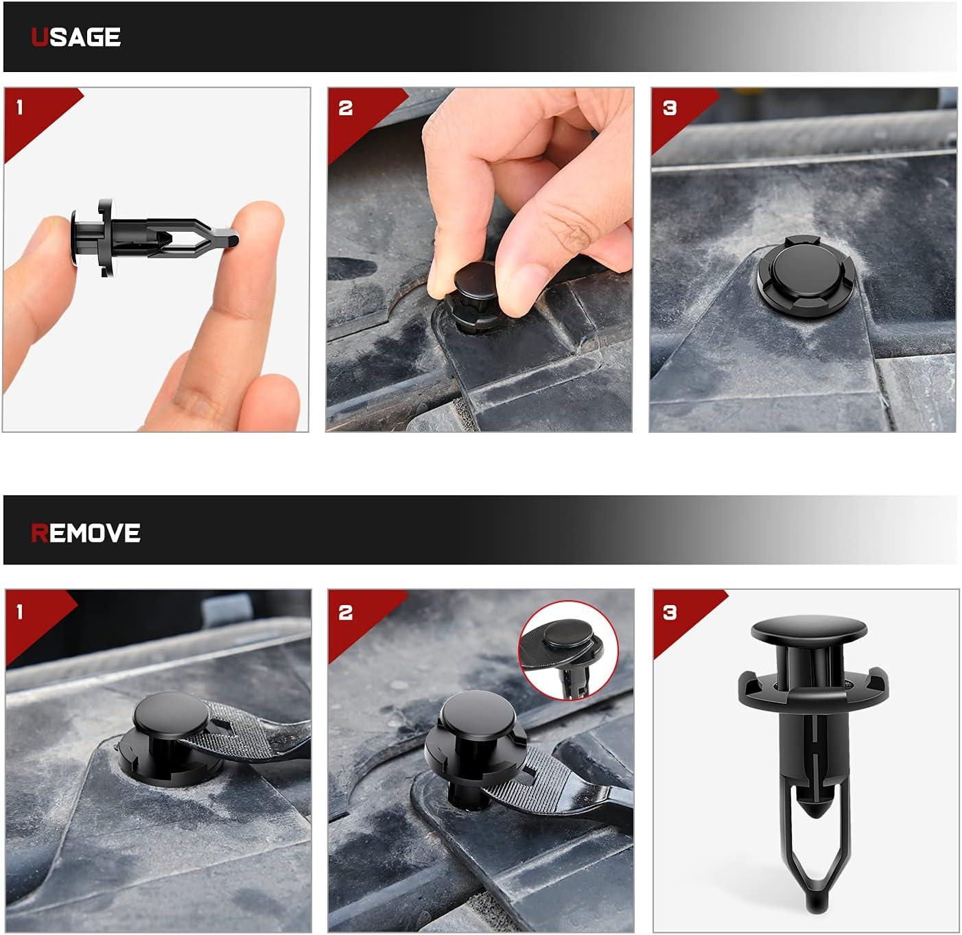 imageNilight 100PCS Nylon Bumper Rivet Fender Clips OEM Replaces Nissan 01553093210 8mm1PC Bonus Fastener RemoverFor Toyota